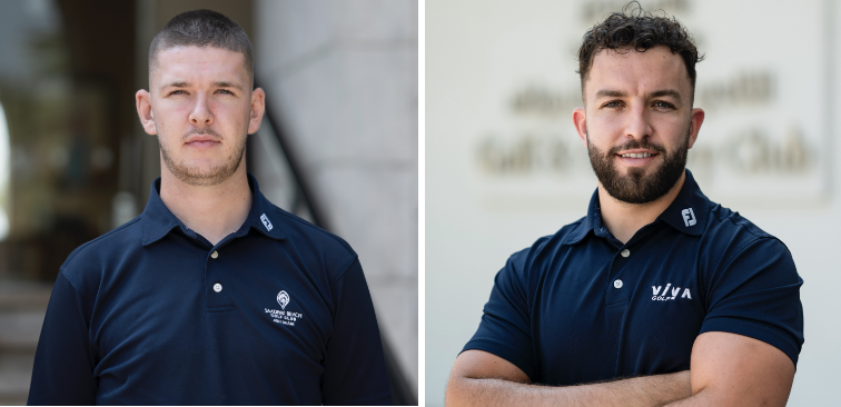 Mason Geddes (left) and Daniel Richards have both found rewarding roles working at Saadiyat Beach Golf Club in Abu Dhabi