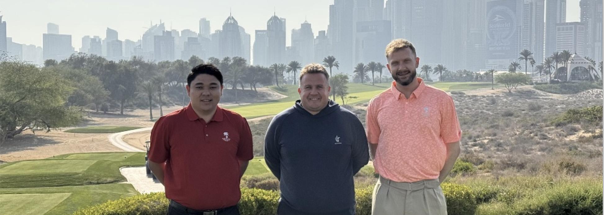 (l-r) Ashley Ross, General Manager MENA & APAC, GMS; Stuart Taylor, General Manager, Prosports International; Sam Elder, Co-CEO, GMS.