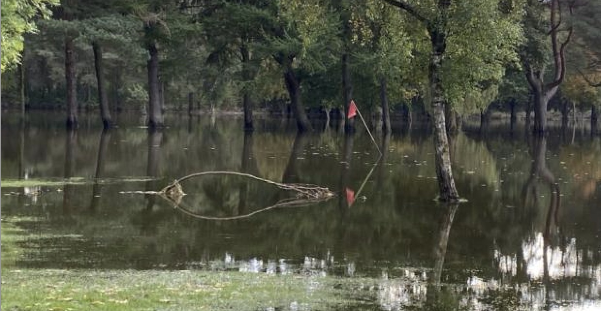 The King James VI Golf Club was flooded when the island's sea defences were breached in October 2023
