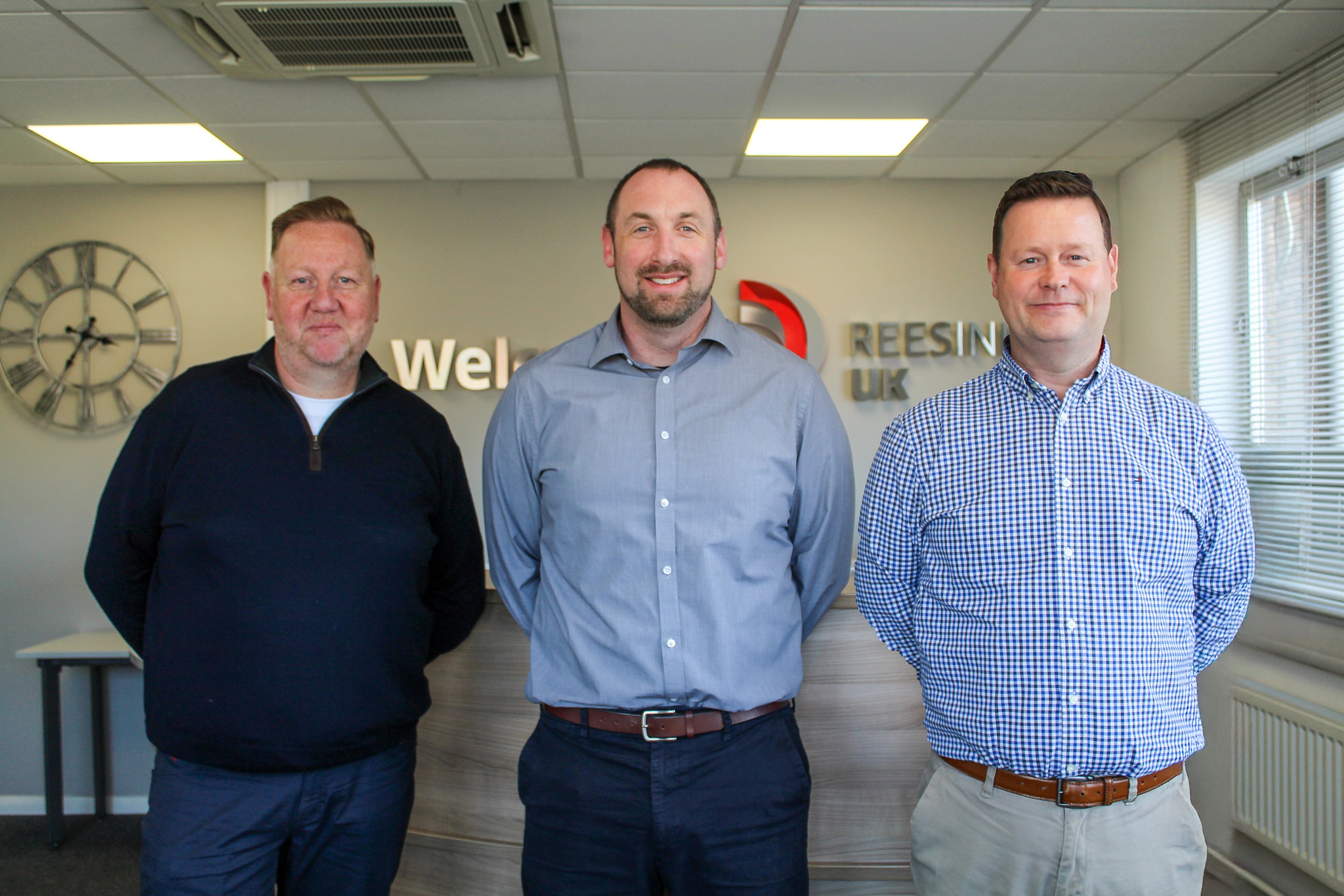 Jon Cole, Divisional Business Manager at Reesink Turfcare, pictured centre, with Reesink’s new Dealer Development and Key Account Managers: Robert Hogarth (left) and Darren Anderson (right).