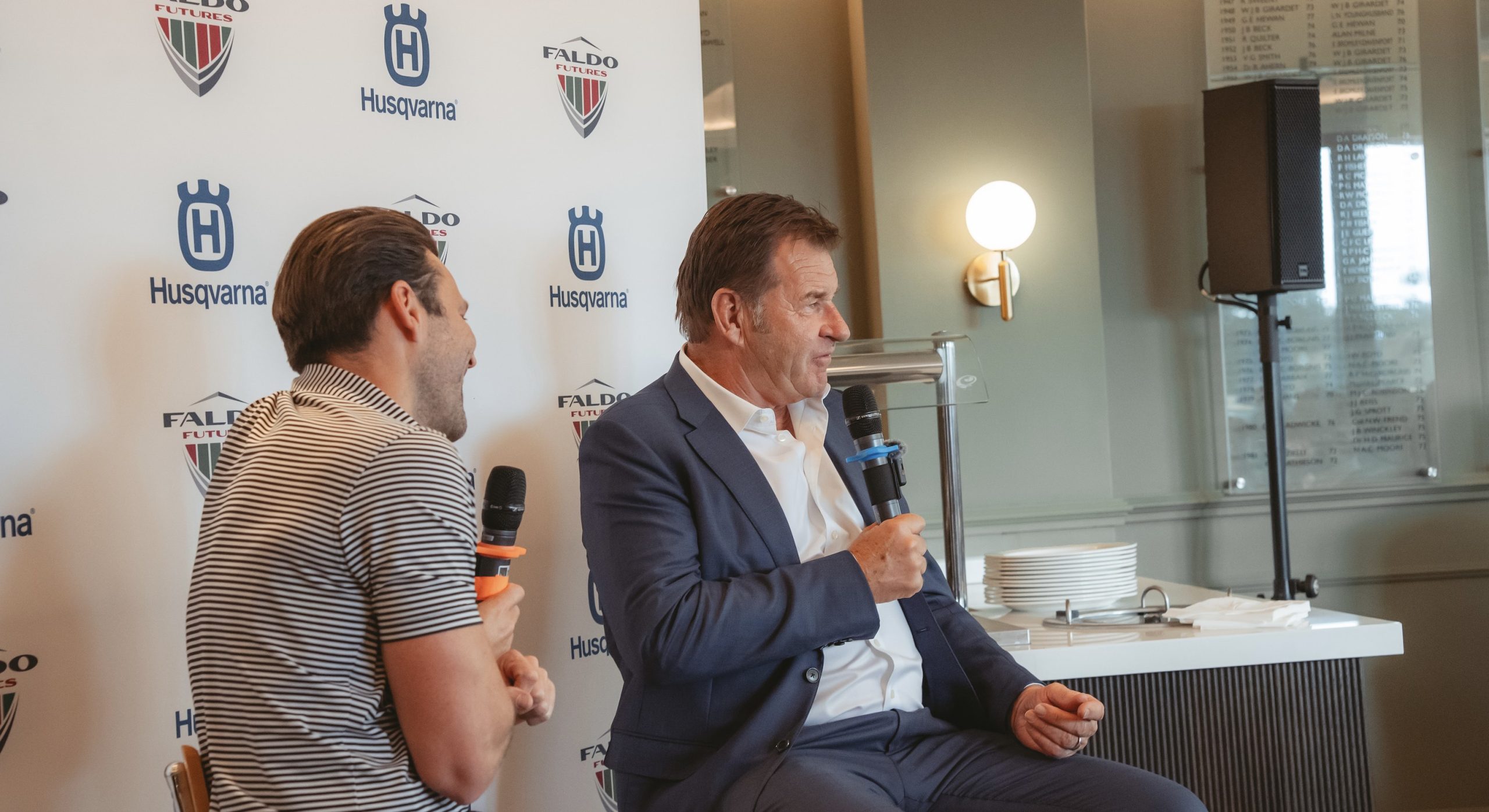 Sir Nick Faldo took part in a Q&A and gave a long game masterclass at the Husqvarna International 