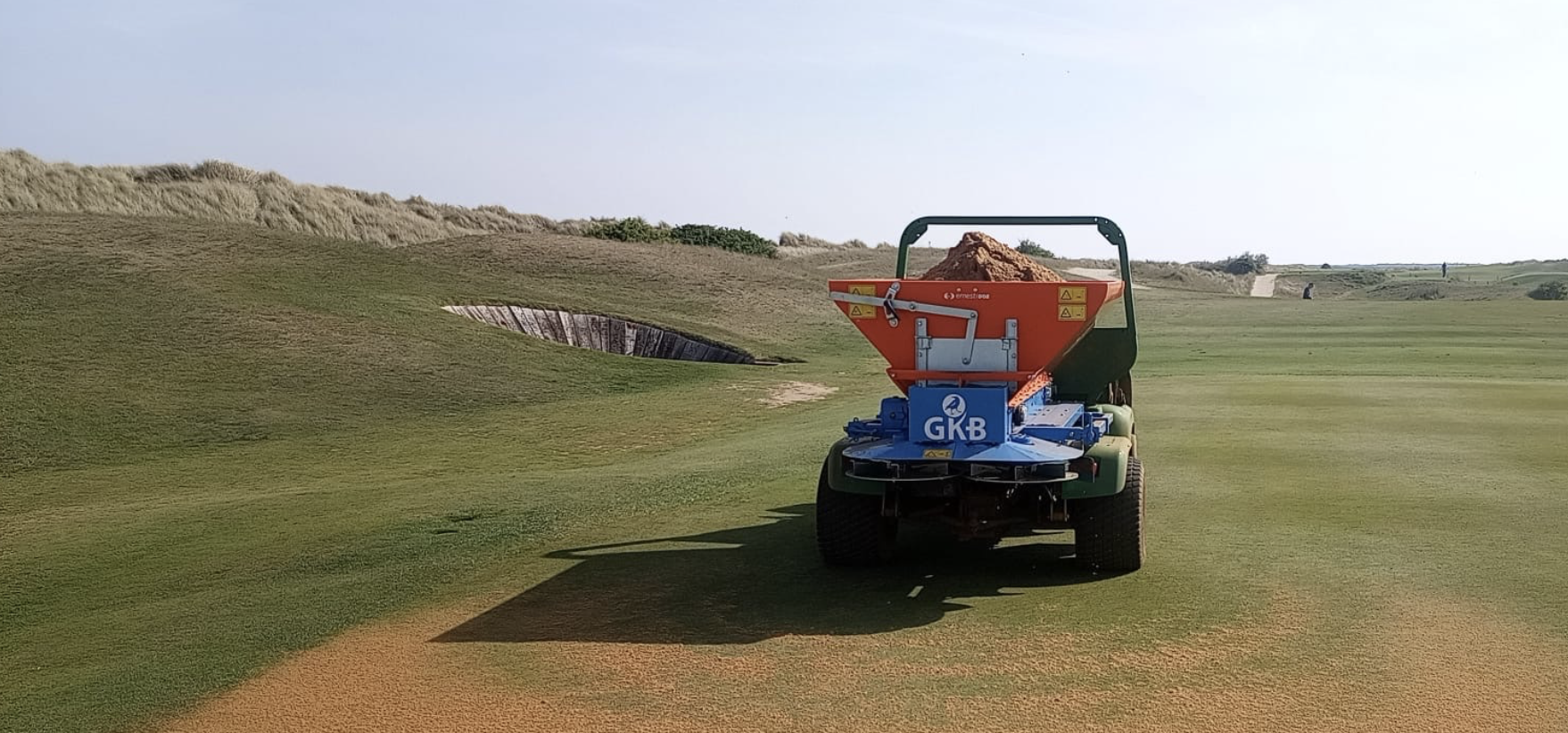 The new GKB SP100 Sandspreader in action at Royal West Norfolk 