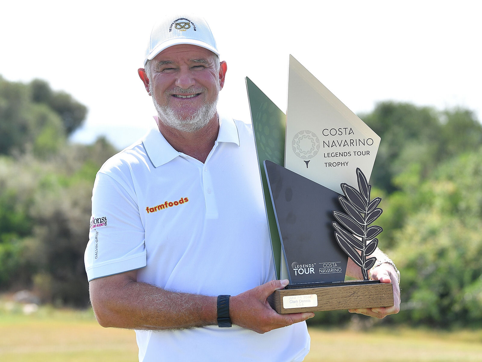 Peter Baker with Costa Navarino Legends Tour Trophy 2025 . (Photo by Valerio Pennicino/Getty Images)