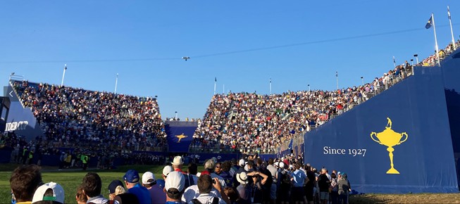 The 1st tee at the 2023 Ryder Cup. Credit: LittleWhites under license from Creative Commons