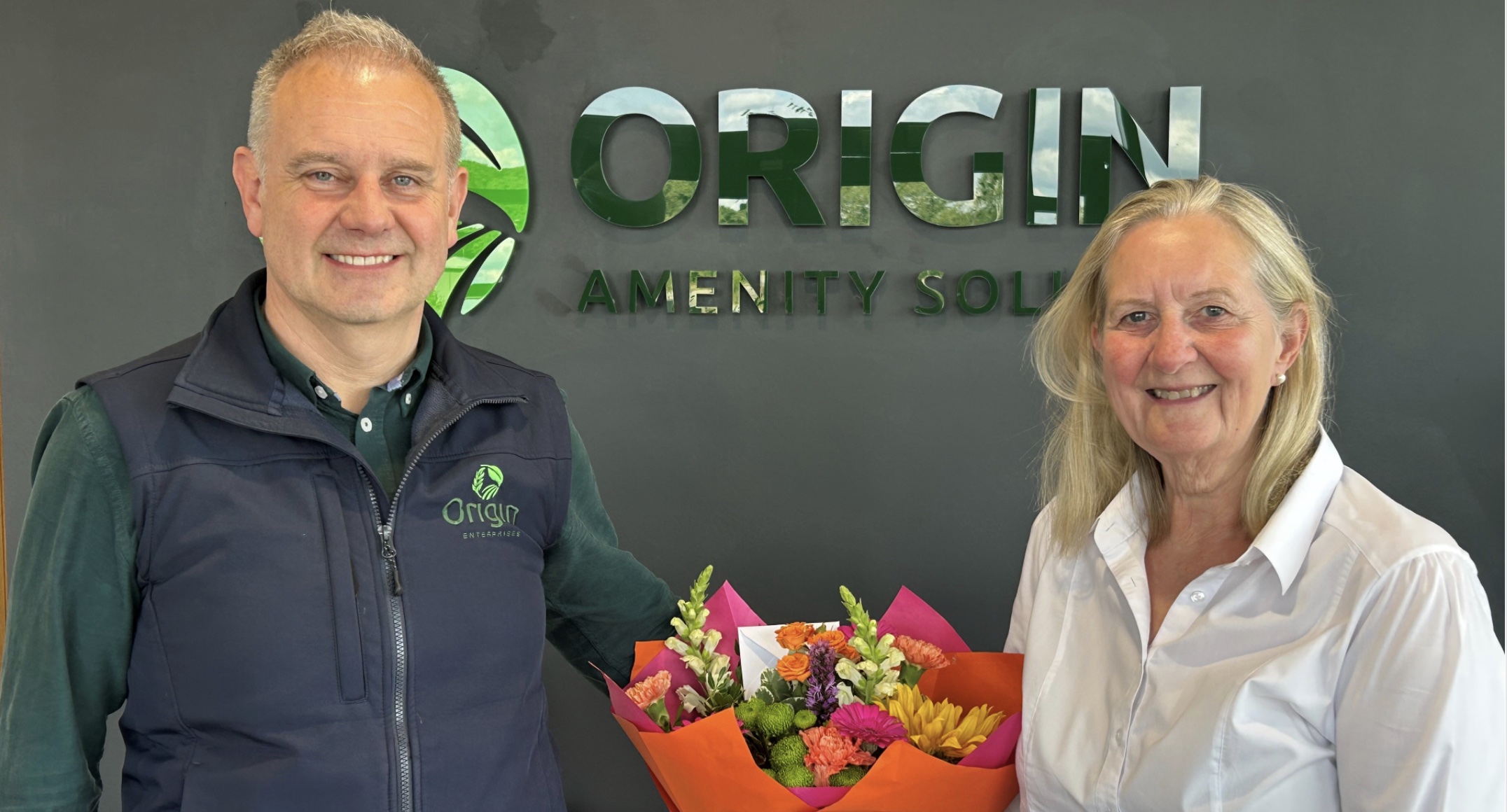 Richard Walton, Managing Director at OAS with Jayne Leyland