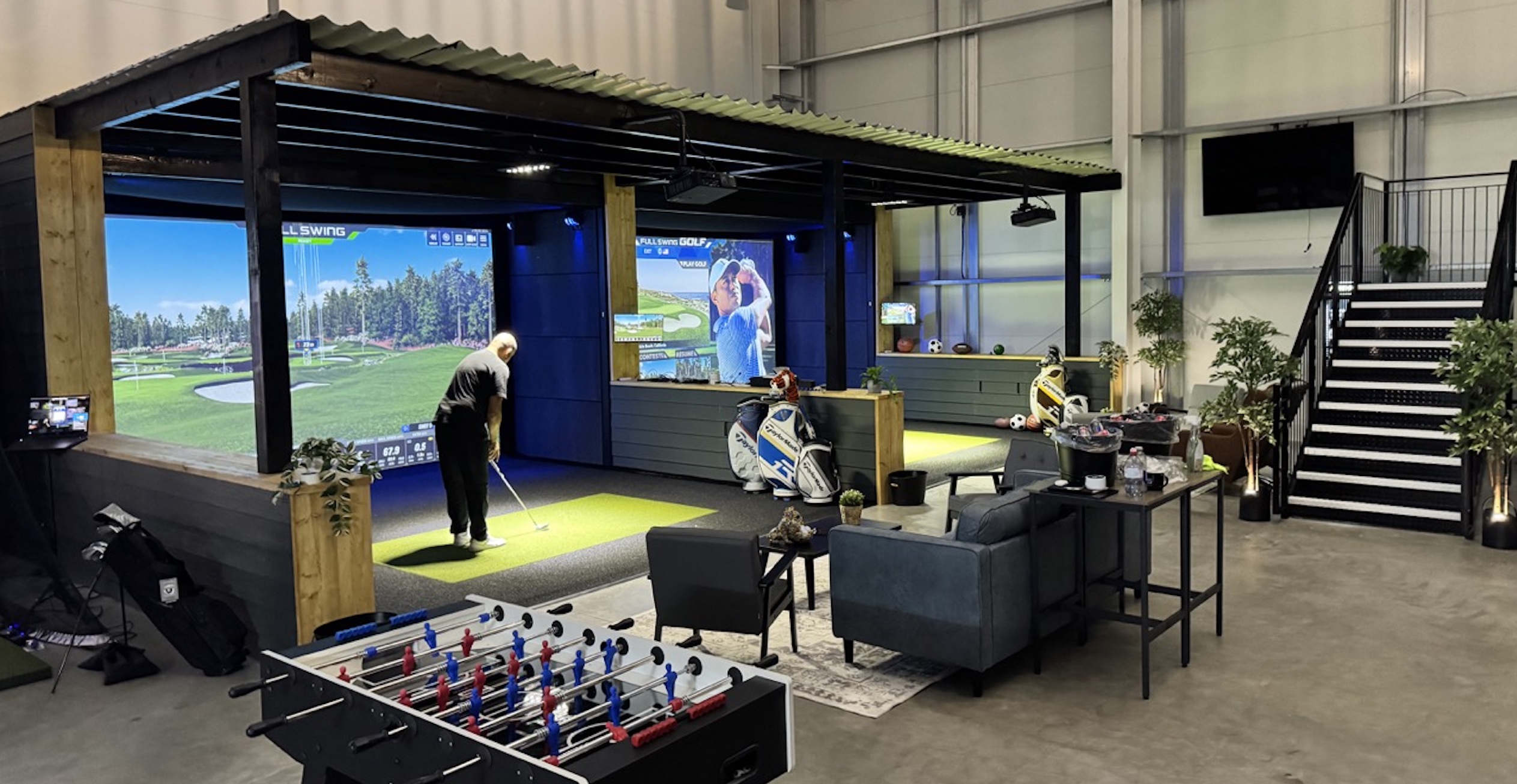 The Full Swing showroom boasts two wide screen simulators and two KIT studios