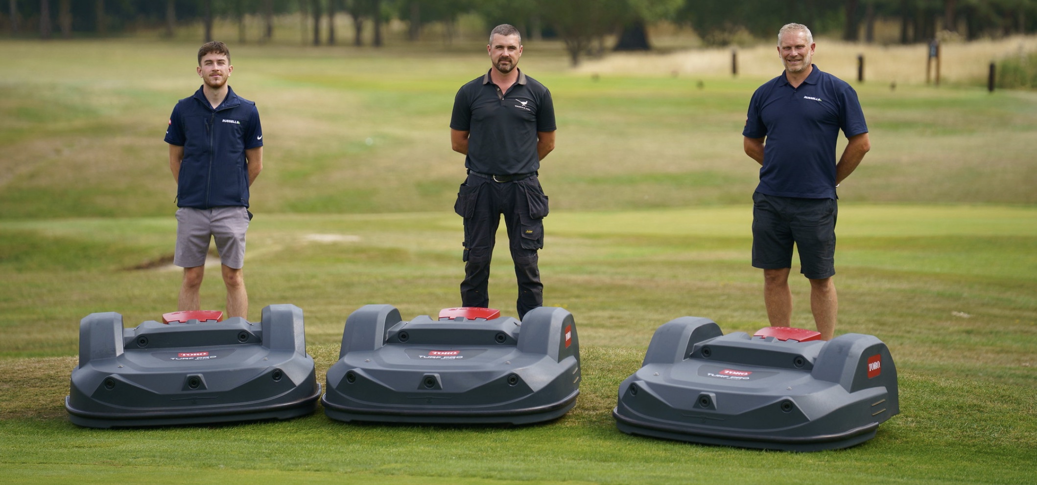 Thonock Park Course Manager Rob Acheson (centre), with Mason Sleight, left, and Glen Sawyer both from Toro dealer Russells Groundcare