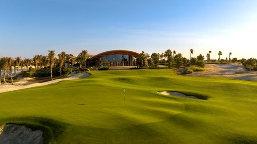 The 18th green at Shura Links, Saudi Arabia’s first island golf course