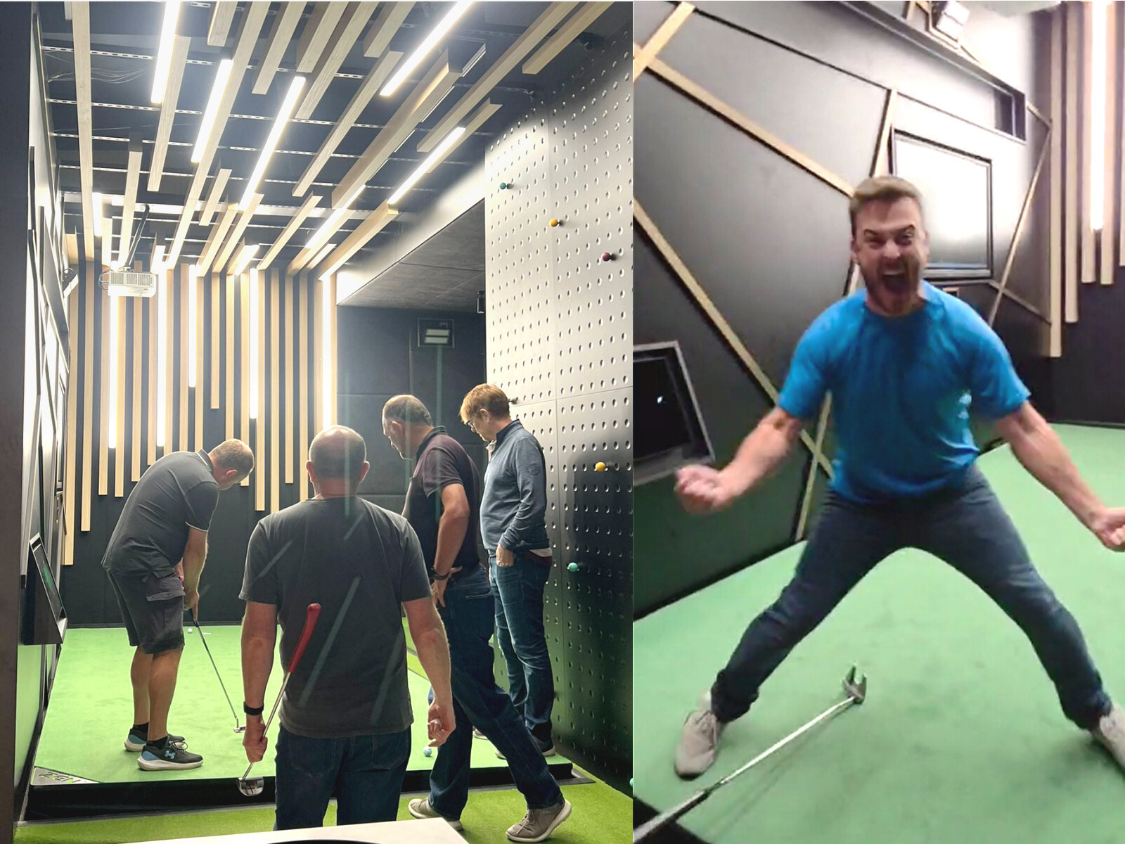 Holing GMac's putt on 16 in the 2010 Ryder Cup creates ecstasy at 1IRON Golf in Milton Keynes, UK. (Photo Credit: 1IRON Golf)