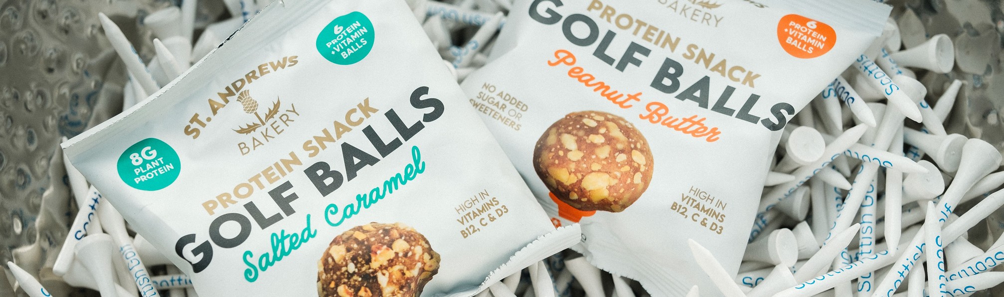 St Andrews Bakery Protein Golf Balls during the 2024 Women's and Men's Home Internatationals at Murcar Links Golf Club on August 7, 2024. (Photos Chris Young/Scottish Golf).