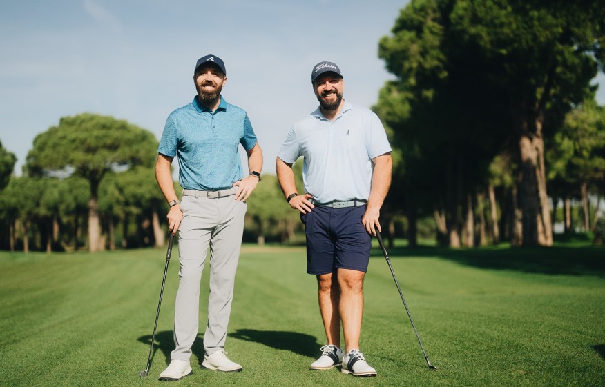 Golfbreaks global brand ambassador Peter Finch and golf content creator Rick Shiels in Belek, Turkey.