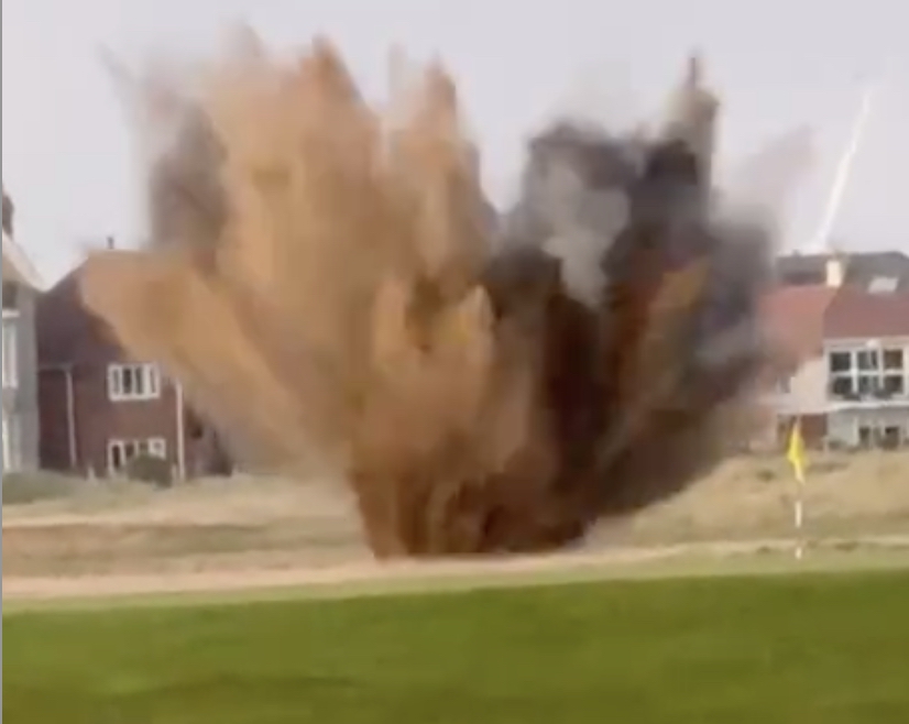 The moment the bomb was detonated with a controlled explosion
