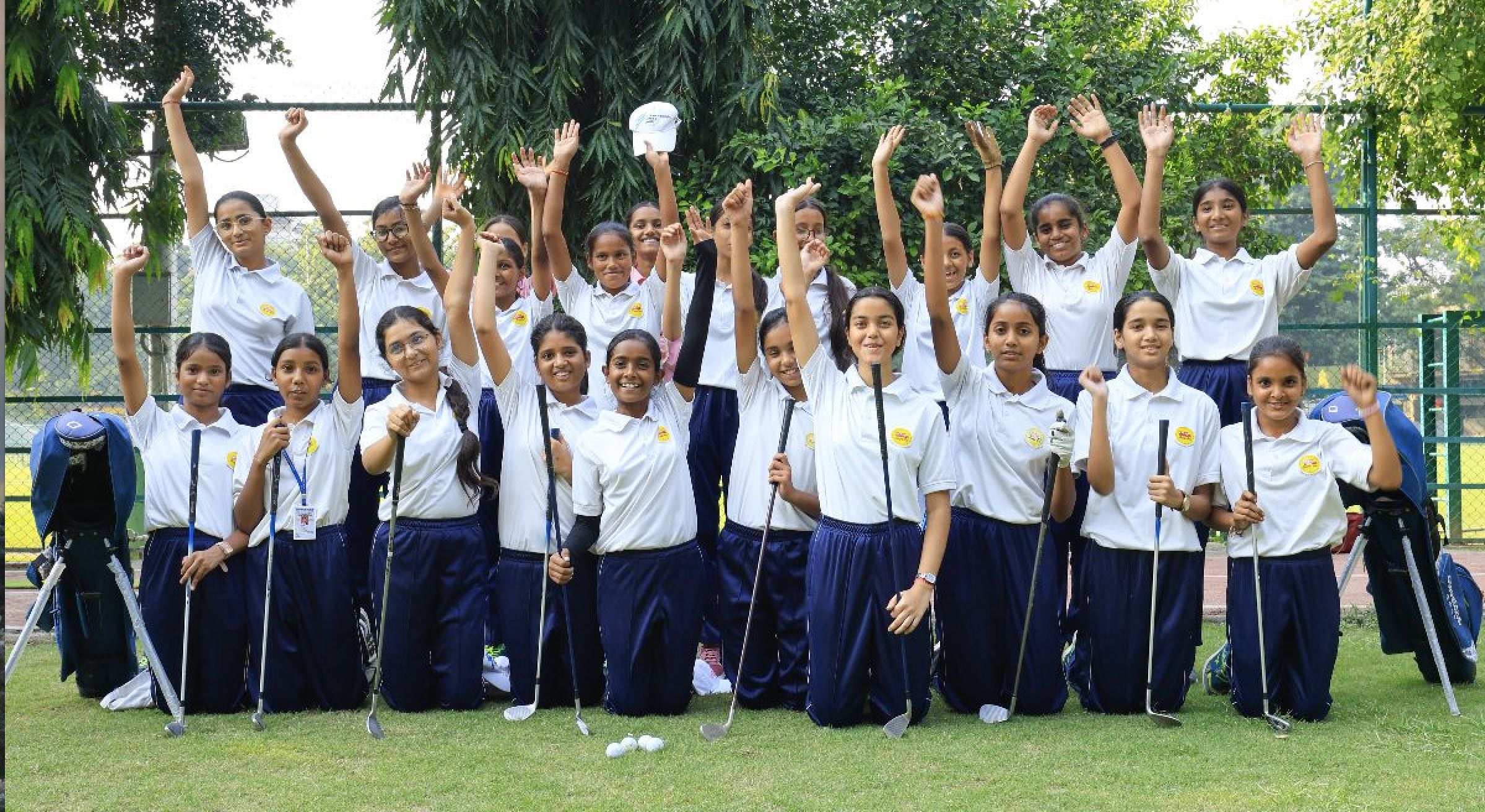 Some of the pupils at Salwan Girls’ Senior Secondary School in Delhi who joined the golf coaching programme that was part-funded by the R&A Foundation