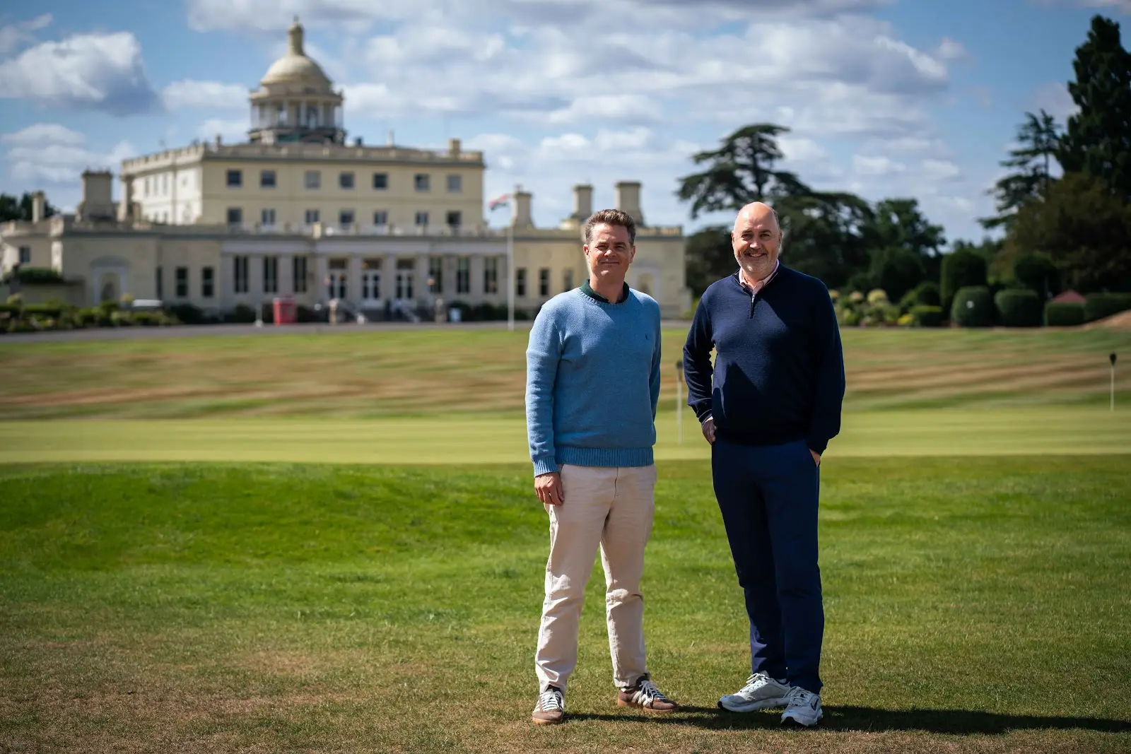 Albatross Digital founder James Wilkinson with Stoke Park Director of Golf Stuart Collier