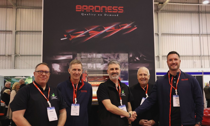 Pictured from left: Charlie Wilson (Jenkins GM), Paul Watson (Baroness), Emyr Jenkins (Jenkins GM), Howell Jenkins (Jenkins GM), Adam Butler (Baroness)