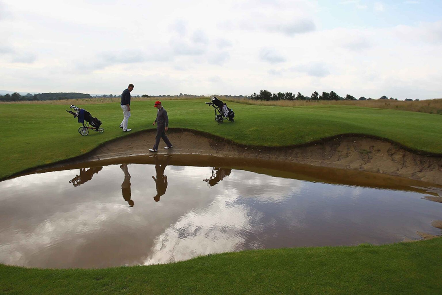Flooded bunkers have been a common sight across golf courses throughout the UK and Ireland this winter 
