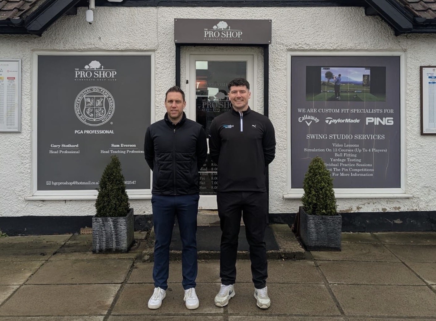 (l-r) Gary Stothard, head professional at Harrogate Golf Club and James Blenkinsop from Snaiton Golf