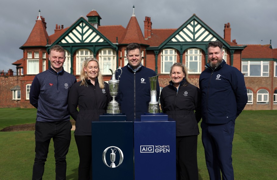 Representatives from England Golf and the Golf Foundation gather to celebrate the launch of 'The Road To The Opens' at Royal Lytham and St Annes Golf Club. (photo credit The R&A)