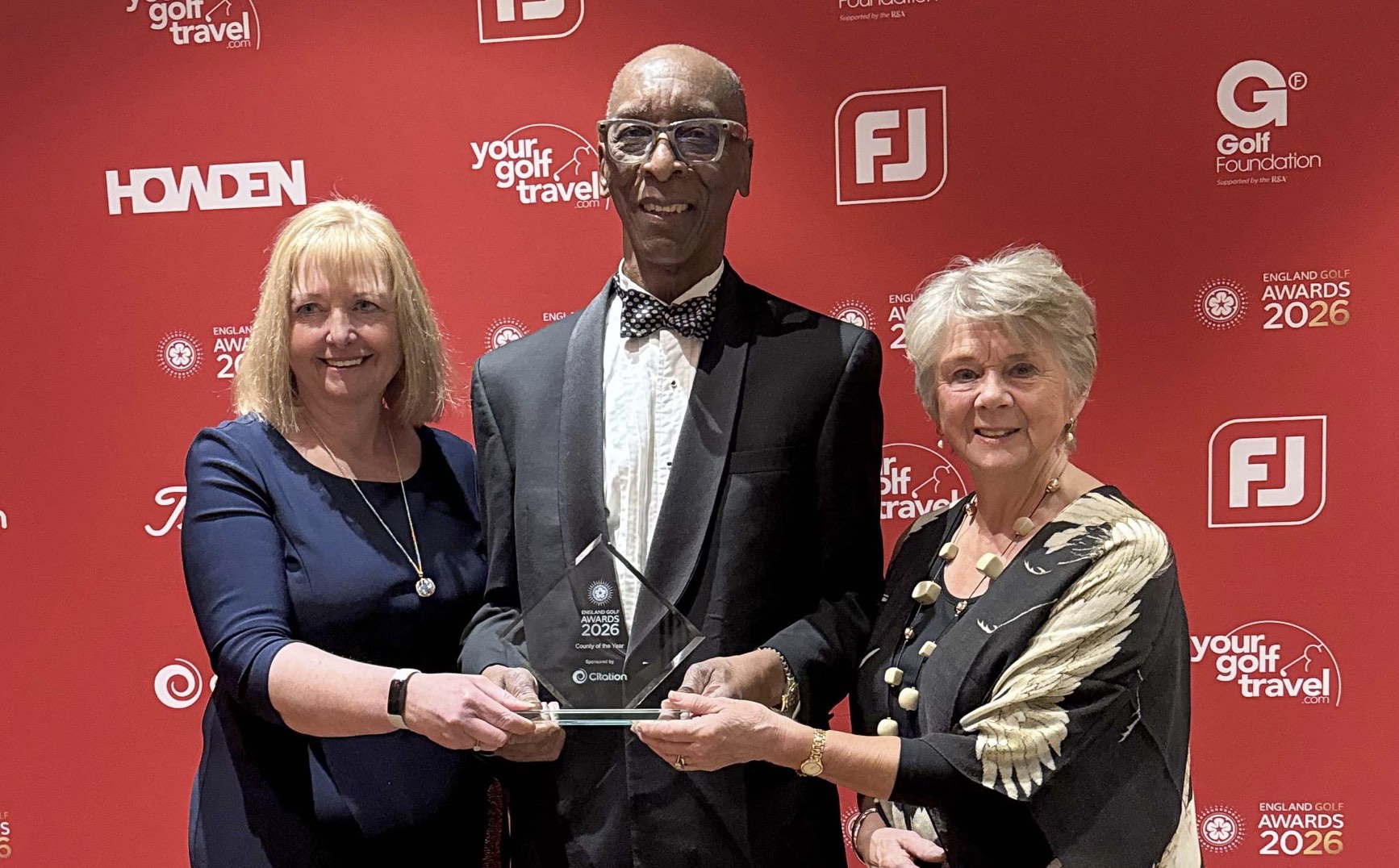 Cheshire Golf board member Christina Hornsby, Cheshire Golf Chair Cleveland McCurdy and Cheshire Golf President Majorie Griffiths