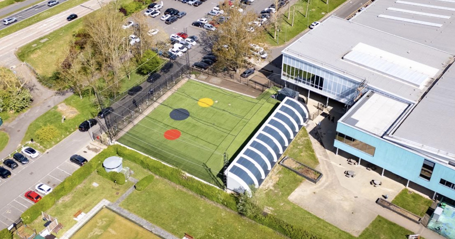 An aerial view of the newly-installed GolfPod at Basildon Sport & Leisure Club in Essex