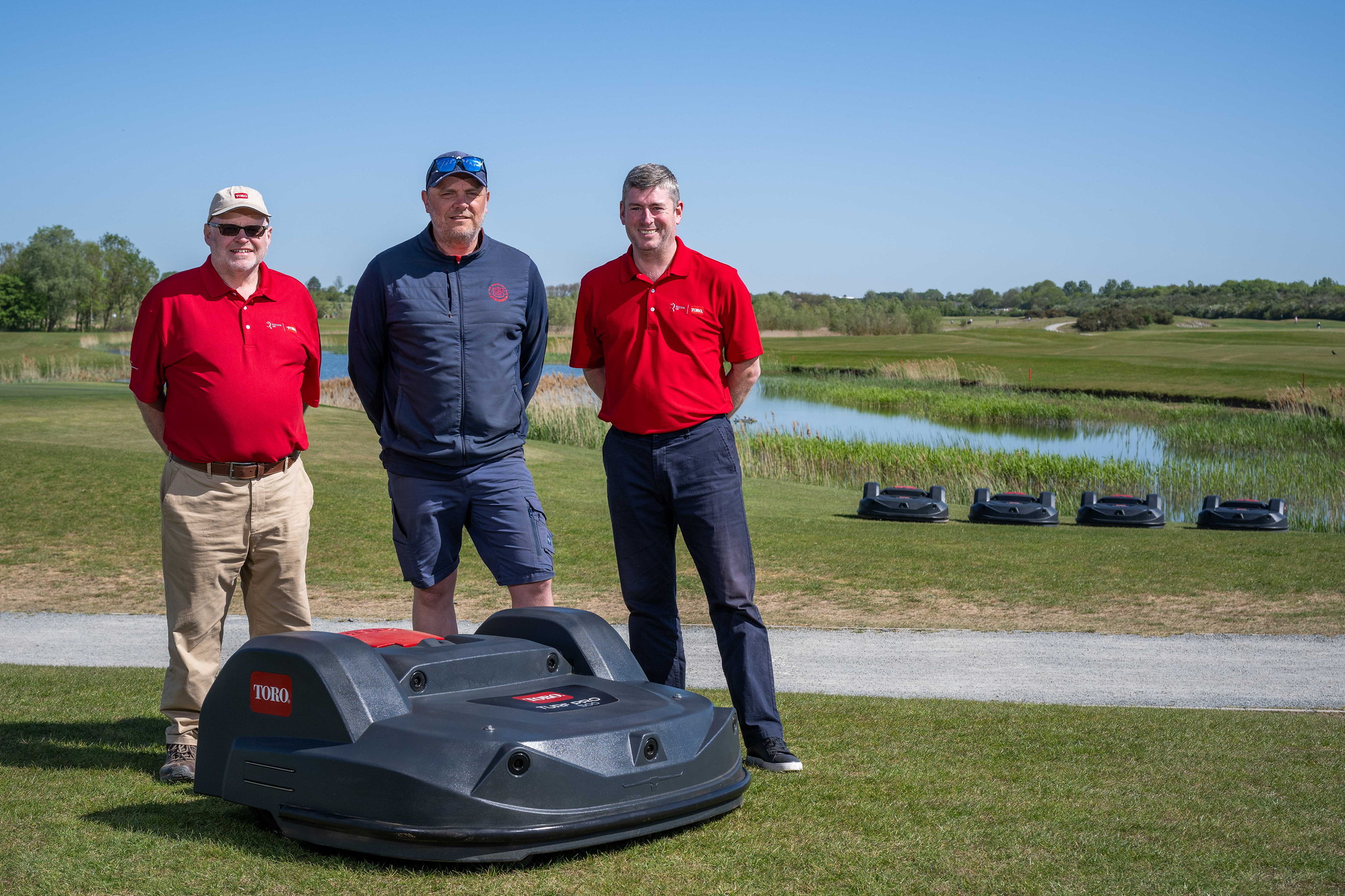St Ives (Hunts) Golf Club Course Manager Rob Duff, centre, with Julian Copping, left, and Lee Rowbotham both from Reesink Turfcare..