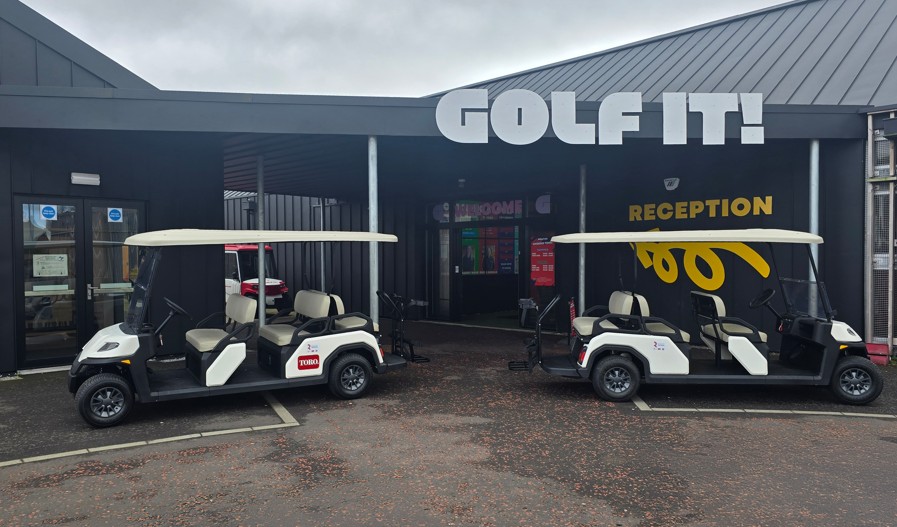Two Toro Vista passenger vehicles have arrived at Golf It! in Glasgow, opening up the world of golf to the facility’s Golfers with a Disability Programme.