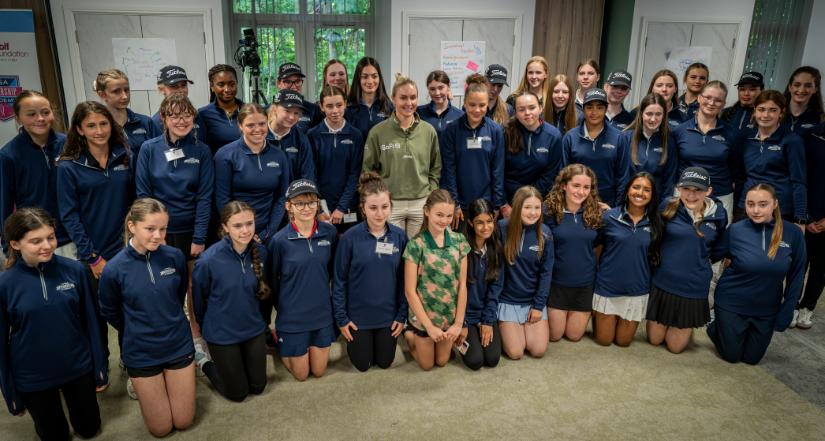 Charley Hull with members of the Leadership Academy