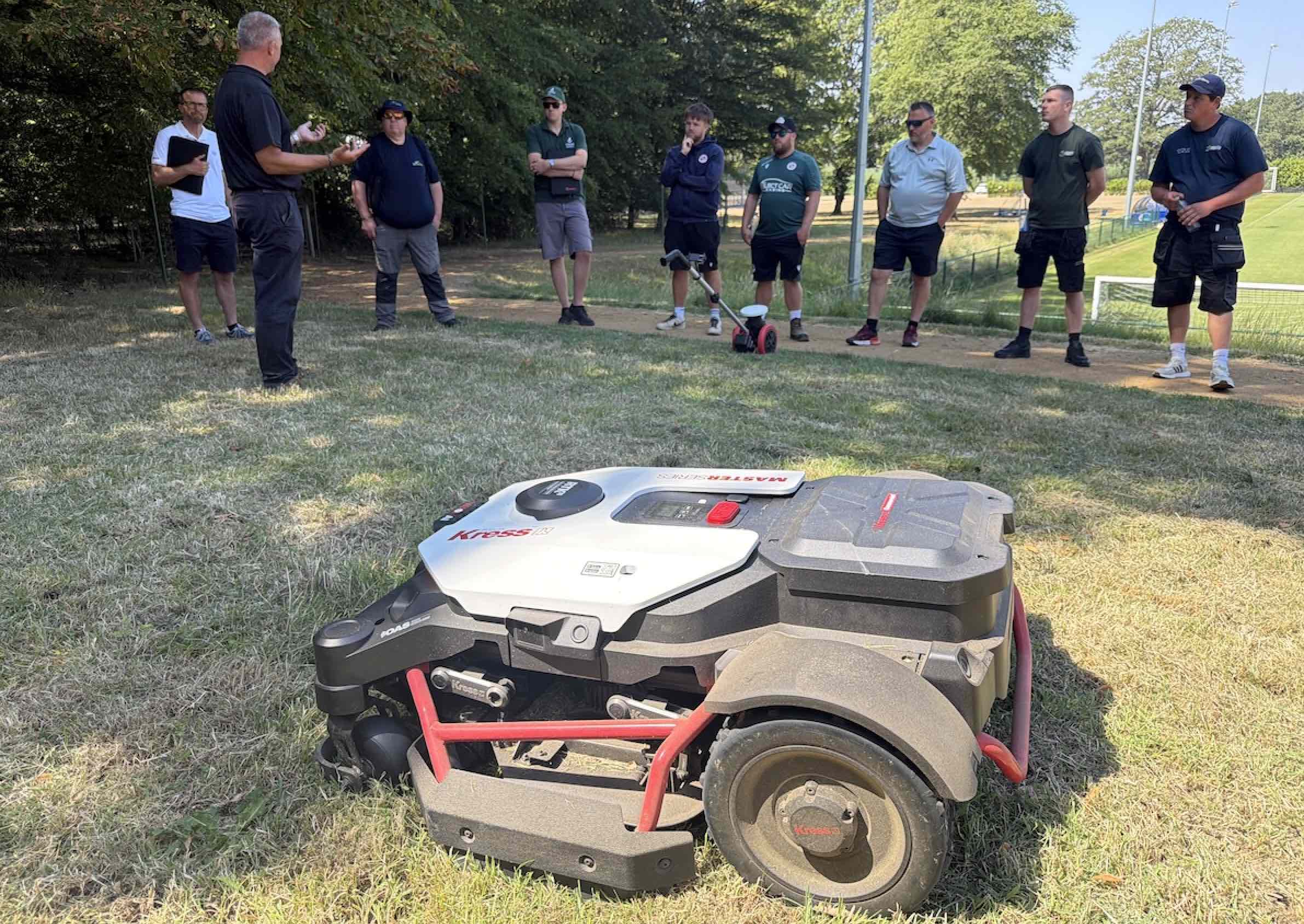 Attendees at the latest GroundsFest Academy event are shown the capabilities of Kress's fleet of autonomous mowers and other groundscare products