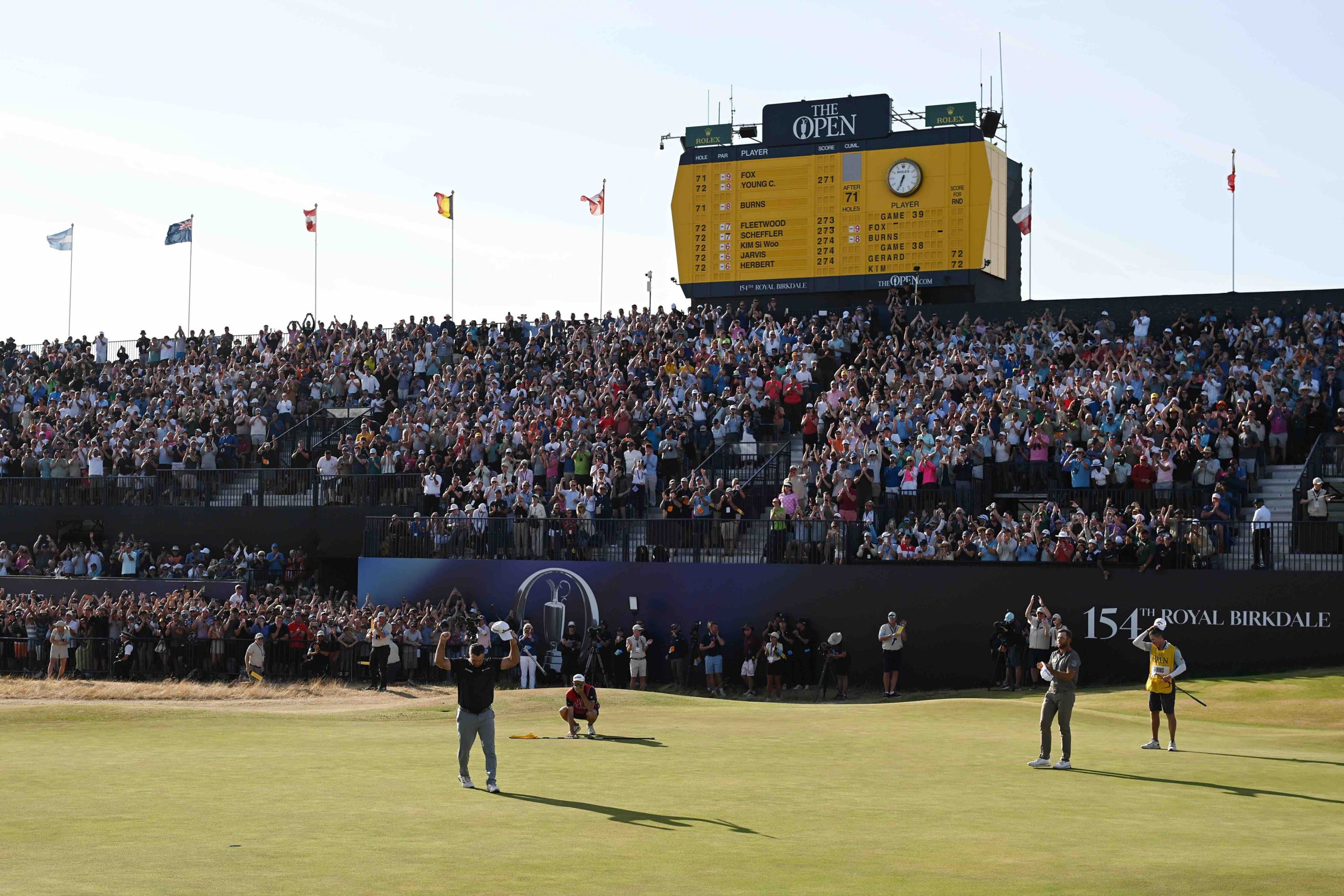 Ryan Fox celebrates winning The Open Championship with a final hole birdie (photo by Stuart Kerr/R&A/R&A via Getty Images)