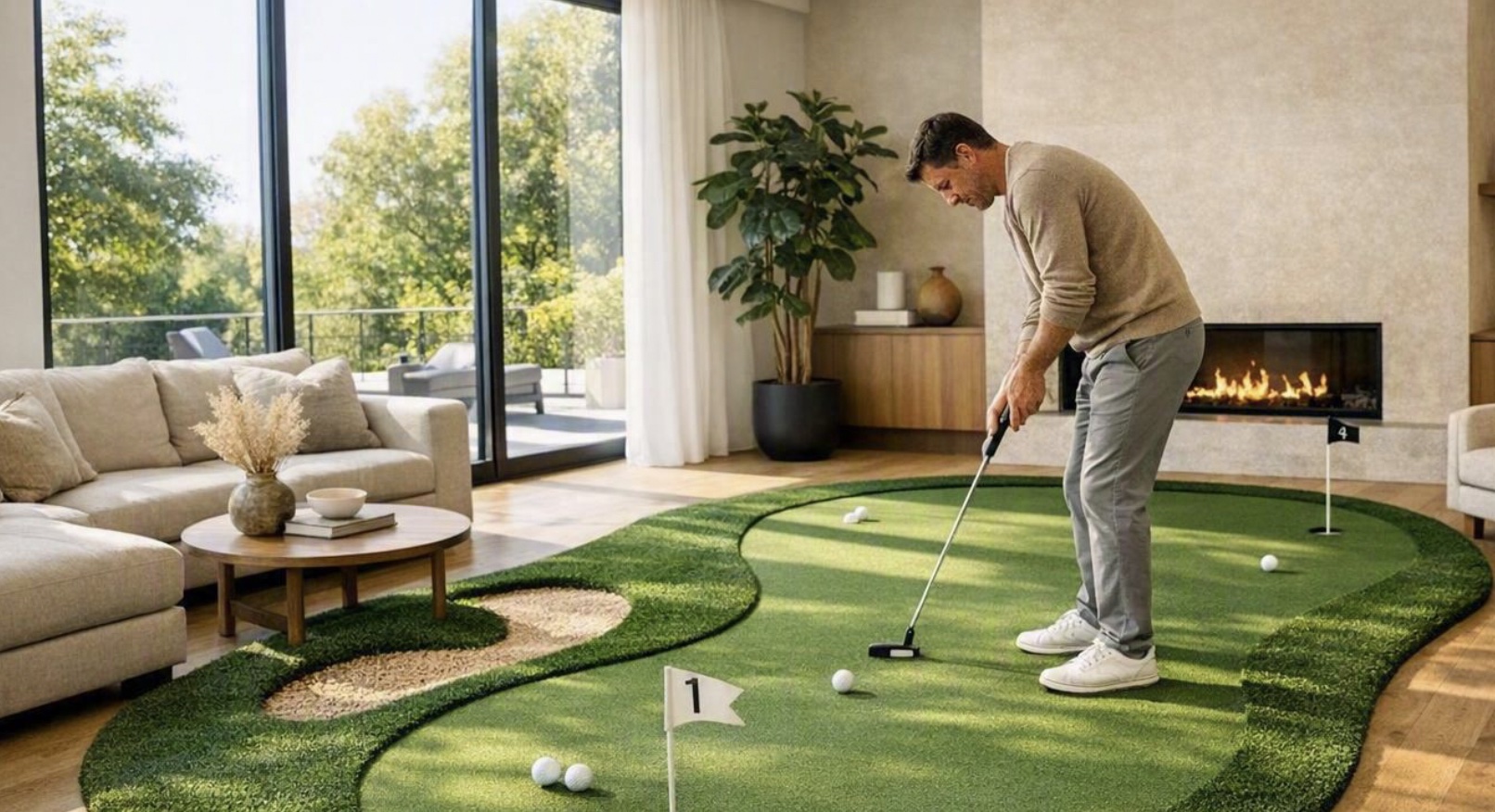 Putting Studios' bespoke putting mats are designed for domestic and commercial locations