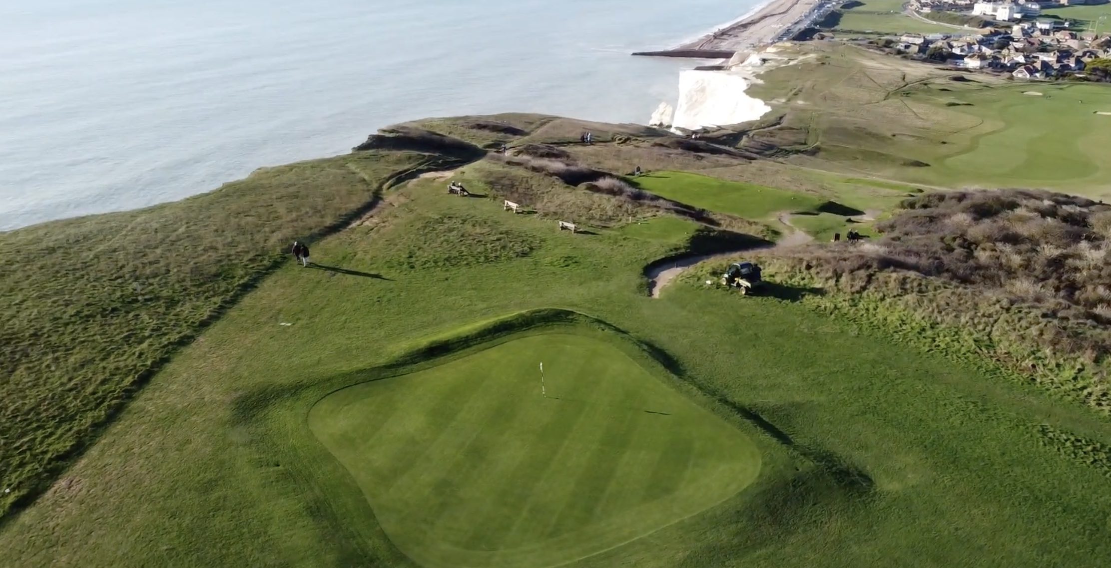 The 17th green and 18th tee at Seaford Head are dangerously close to the cliff edge following decades of coastal erosion