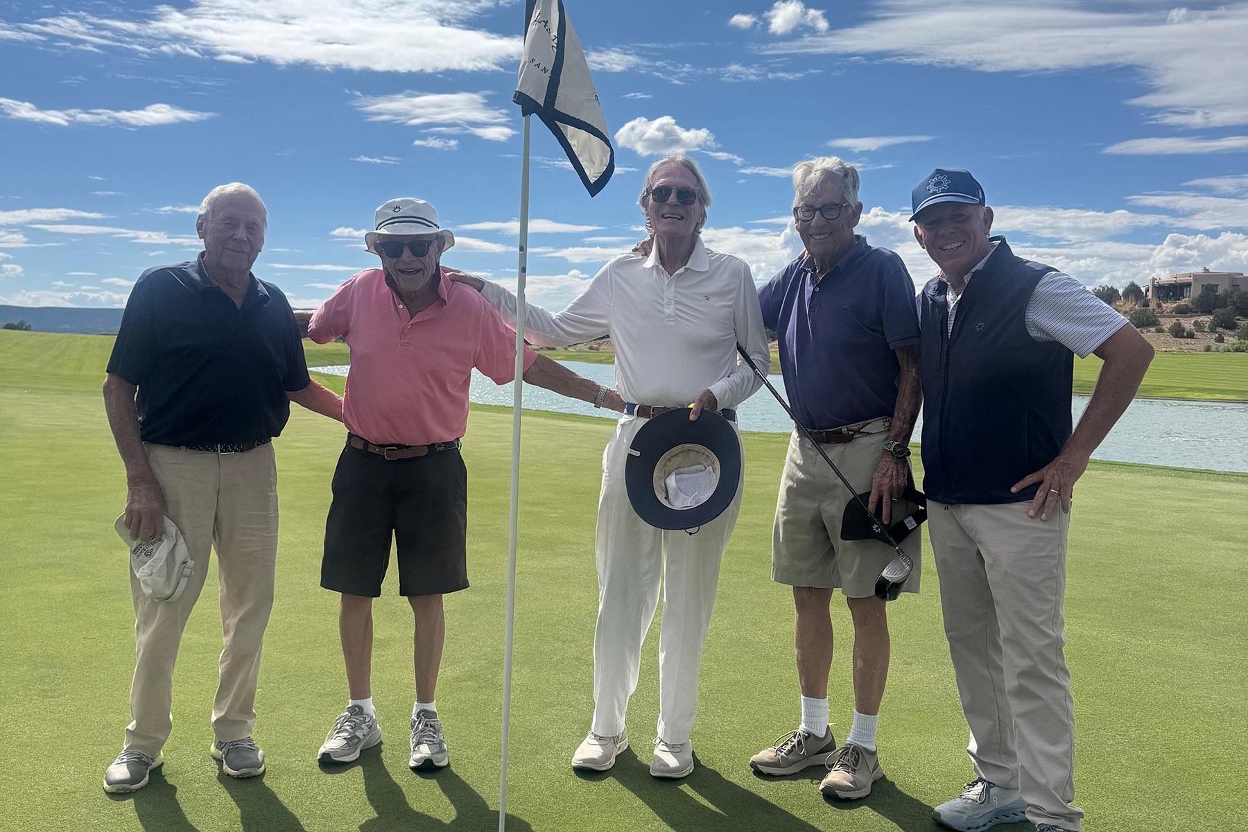 Jack Keely, Fred Klinghoffer, Paul Hoffman and Frank Hirsch - all aged over 90 - pictured with PGA Professional Frank Lardon at The Club at Las Campanas in New Mexico